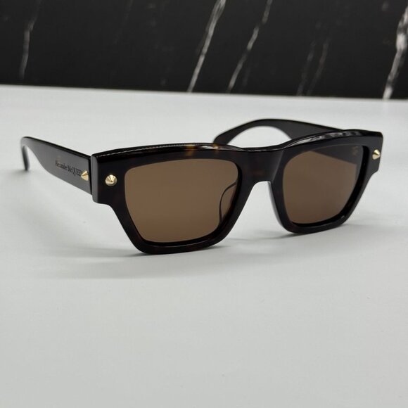 NEW AM0409S 002 ALEXANDER MCQUEEN SUNGLASSES HAVANA EYEWEAR ALEXANDER MCQUEEN - Picture 6 of 12